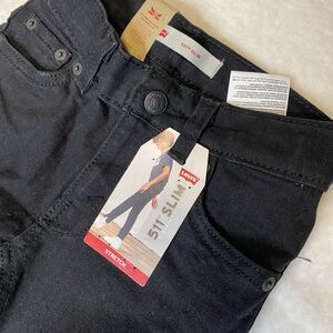 Levi Strauss & Co 511 Boys Size 5 Regular Slim Stretch Black Denim Jeans NEW